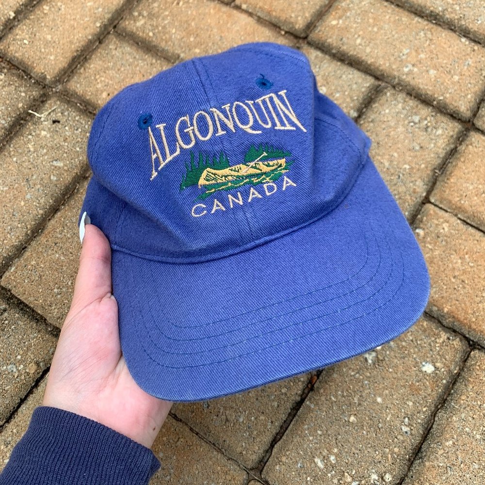 Vintage Blue Algonquin Canada Embroidered Hat